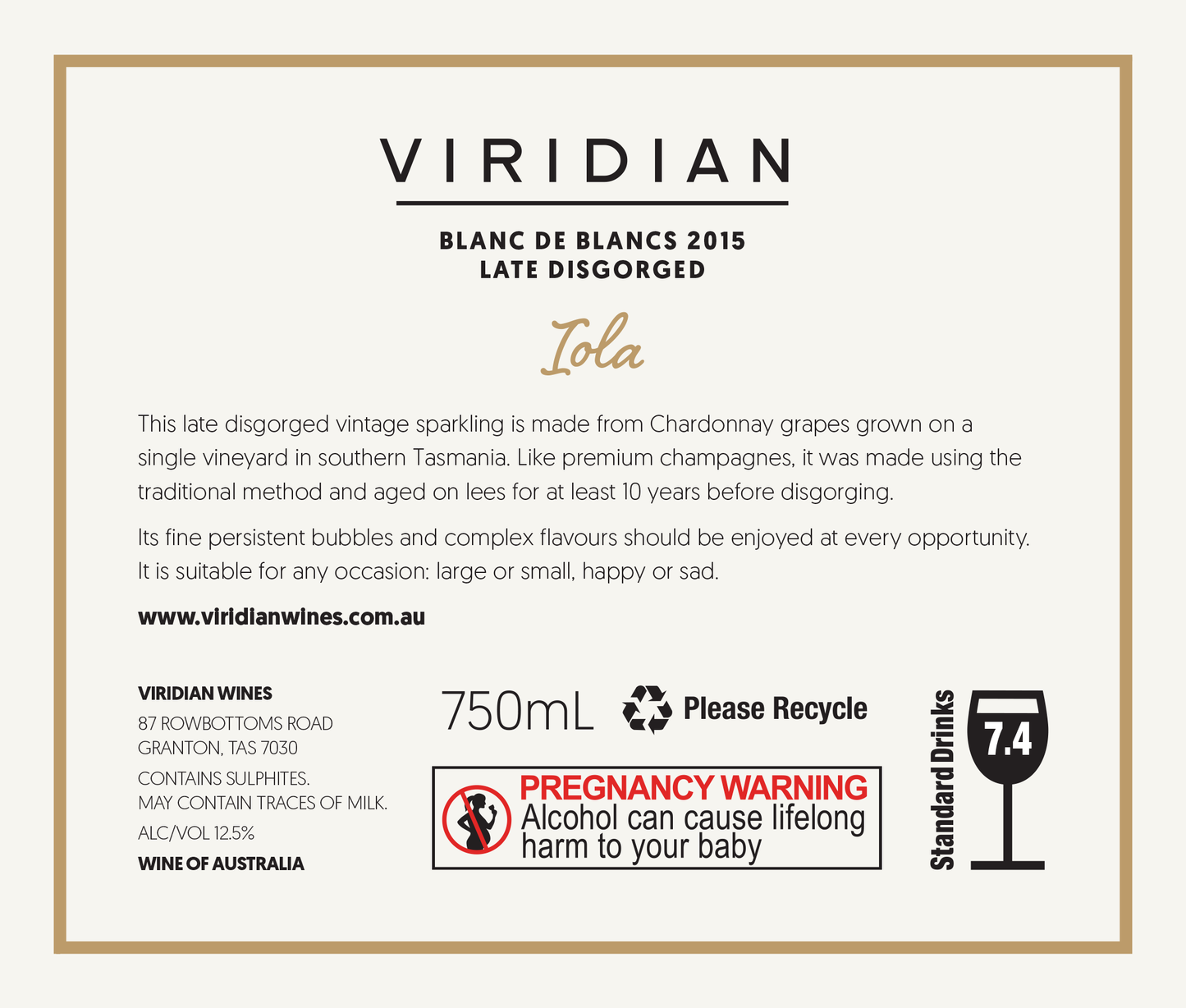 2015 ‘Iola’ Blanc de Blancs (Late Disgorged) 750mL